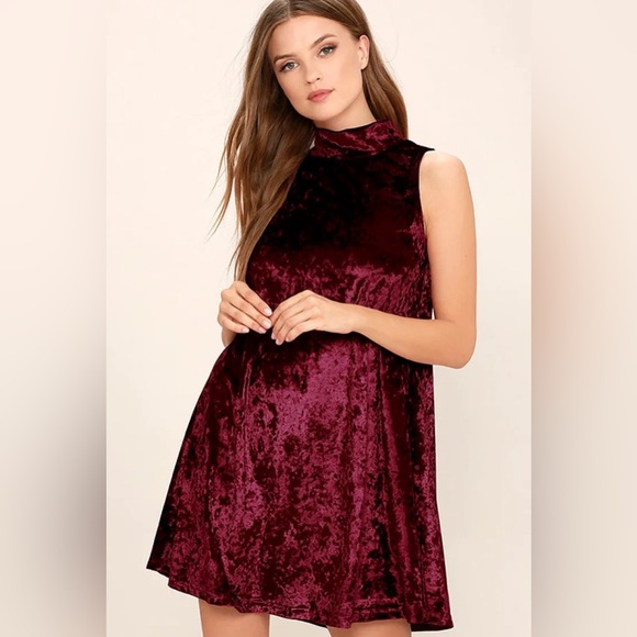 Lulus Dream of Decadence Burgundy Velvet Swing Dress - Picture 2 of 7